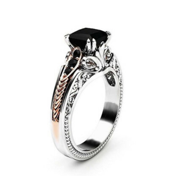 NEW 925 Sterling Silver Black sapphire Ring - Picture 2 of 5